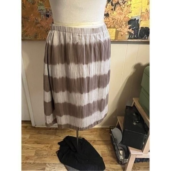 The Fisher Project Eileen Fisher Mocha Silk Shibori Dyed Lantern Short Skirt M - Picture 4 of 9